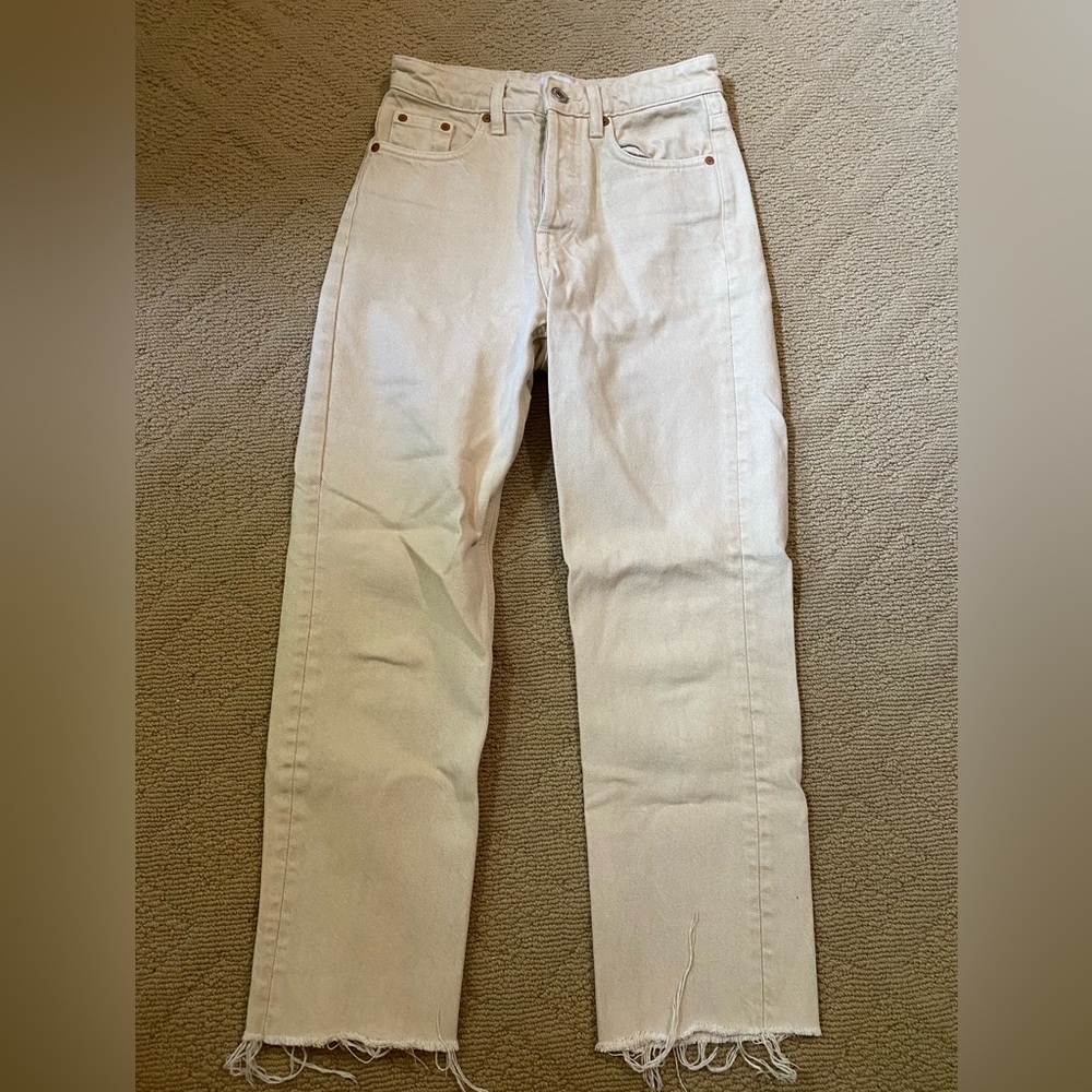 Zara cream denim jeans